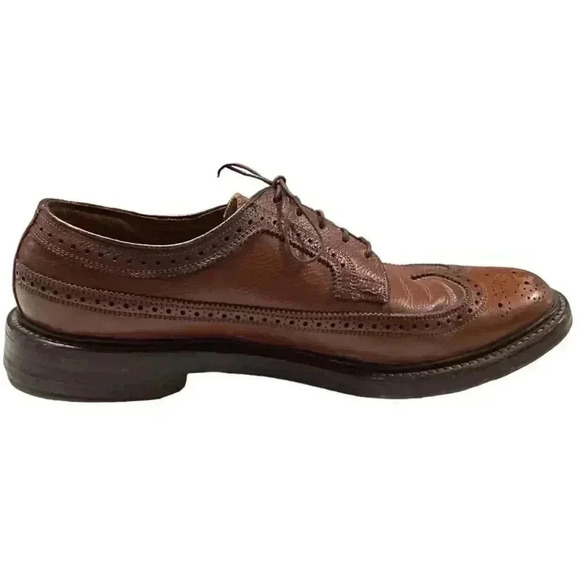 Florsheim Imperial Shoes Mens 8.5 D Brown Kenmoor Longwing Leather 93602 Vintage